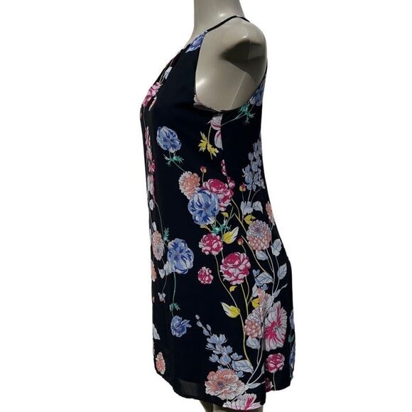 Candies Swing Mini Dress Women's Small Multicolor Floral Keyhole Halter Pleated - Picture 6 of 11